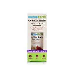 MamaEarth Overnight Repair Night Cream With Collagen, Saffron & Daisy Flower, 50g For Brightening & Firming