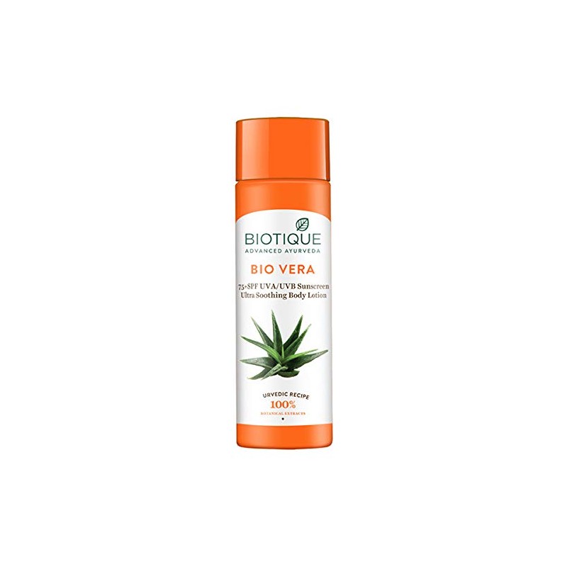 Biotique Bio Vera 75+ SPF UVA/UVB Sunscreen Ultra Soothing Body Lotion, 190ml