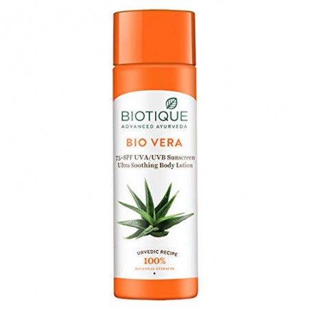 Biotique Bio Vera 75+ SPF UVA/UVB Sunscreen Ultra Soothing Body Lotion, 190ml