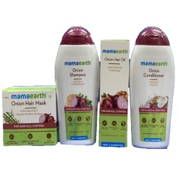 Mamaearth Anti-Hair Fall Kit: Onion Shampoo & Conditioner (200ml Each), Hair Oil (150ml), Hair Mask (200g)