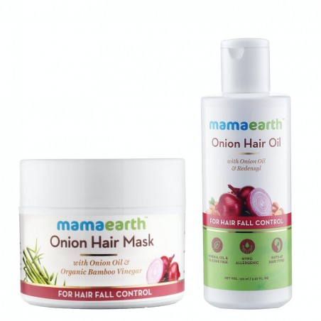 Mamaearth Combo Of Onion Hair Mask, 200g & Onion Hair Oil, 150ml