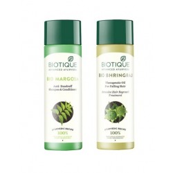 Biotique Combo Of Bio Neem Margosa Anti-Dandruff Shampoo and Conditioner, 190ml & Bio Bhringraj Therapeutic Oil, 200ml