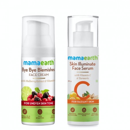 Mamaearth Combo Of Skin Illuminate Face Serum & Bye Bye Blemishes Face Cream, 30g Each