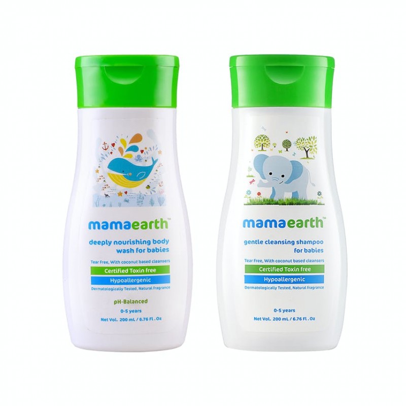 Mamaearth Combo Of Deeply Nourishing Body Wash  & Gentle Cleansing Shampoo For Babies, 200ml Each