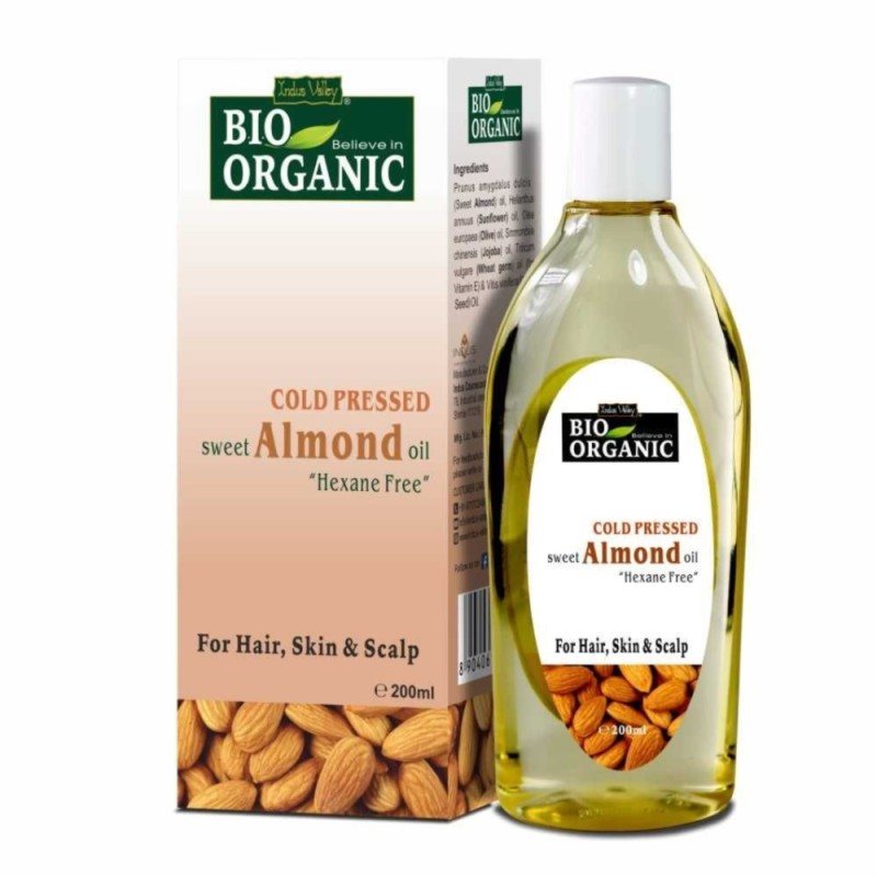 Indus Valley Bio Organic Cold Pressed Sweet Almond Oil, for Hair