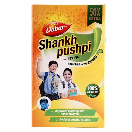 Dabur Shankhpushpi Syrup, 450ml+225ml, Enriched With Brahmi, 100% Ayurvedic, Improves Learning & Concentration