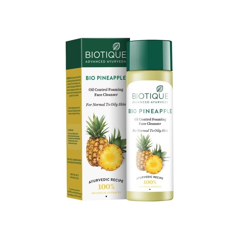 Biotique Bio Pineapple Oil Control Foaming Face Cleanser, 120ml For Normal To Oily Skin