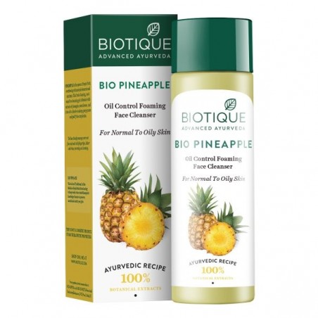 Biotique Bio Pineapple Oil Control Foaming Face Cleanser, 120ml For Normal To Oily Skin