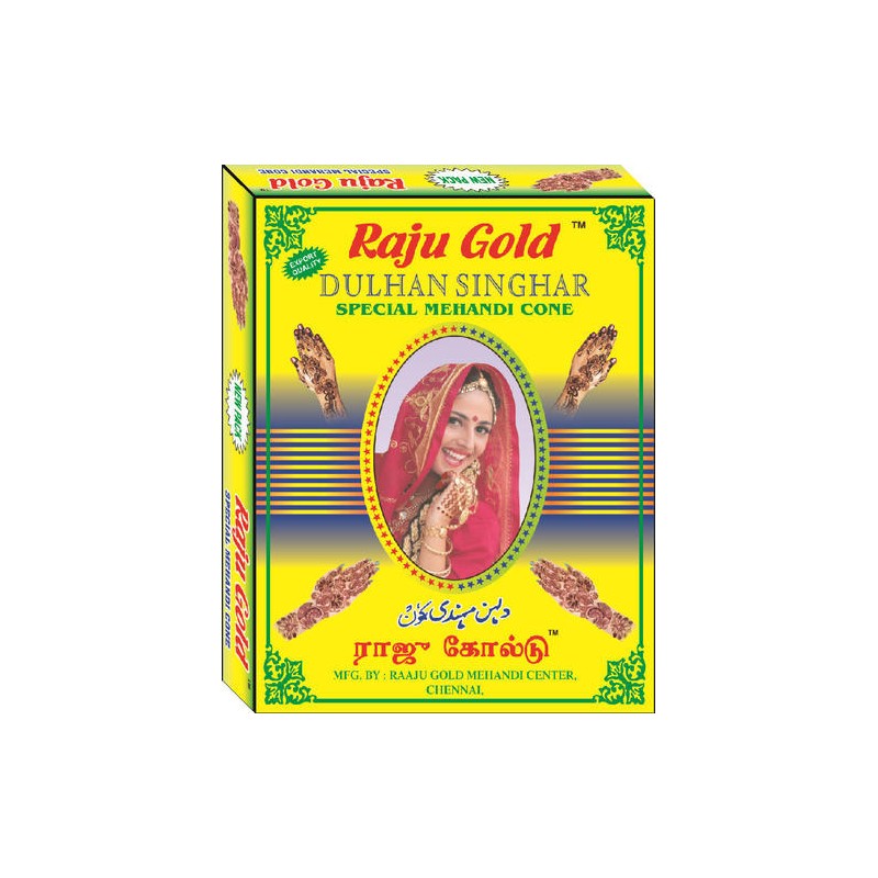 Raju Gold Dulhan Singhar Special Mehandi Cone, Pack of 12 Pcs