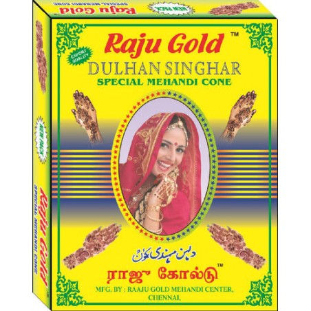 Raju Gold Dulhan Singhar Special Mehandi Cone, Pack of 12 Pcs