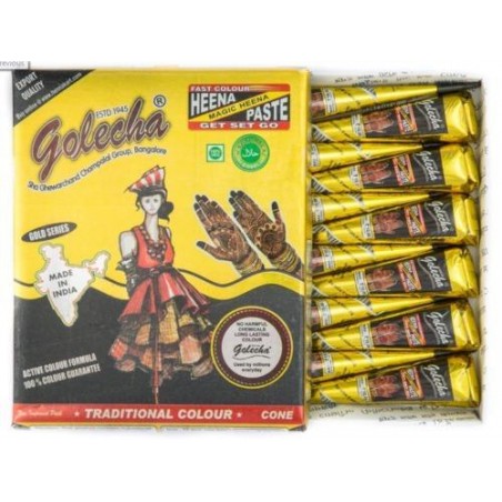 Golecha Fast Color Brown Henna Cones, Pack of 12 Pcs