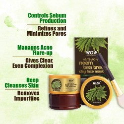 Wow Skin Science - Anti-acne neem tea tree clay face mask - 200ml