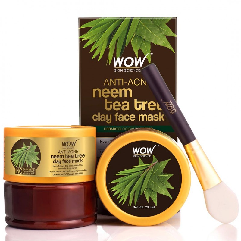 Wow Skin Science - Anti-acne neem tea tree clay face mask - 200ml