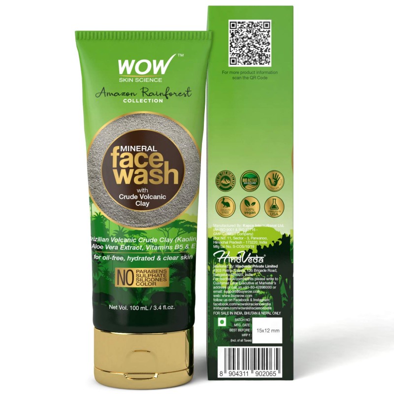 Wow Skin Science - Mineral Face wash with crude volcanic clay - 100ml