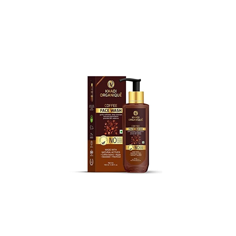 KHADI ORGANIQUE Coffee face wash gently exfoliates deep cleanses reduces pigmentation ml, brown, 100 millilitre