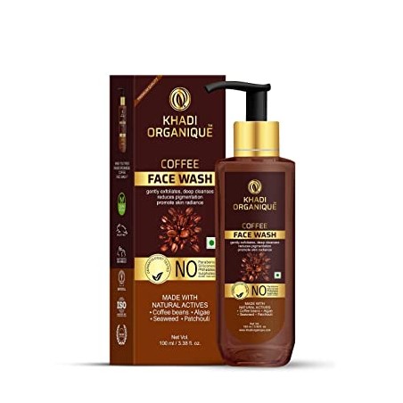 KHADI ORGANIQUE Coffee face wash gently exfoliates deep cleanses reduces pigmentation ml, brown, 100 millilitre