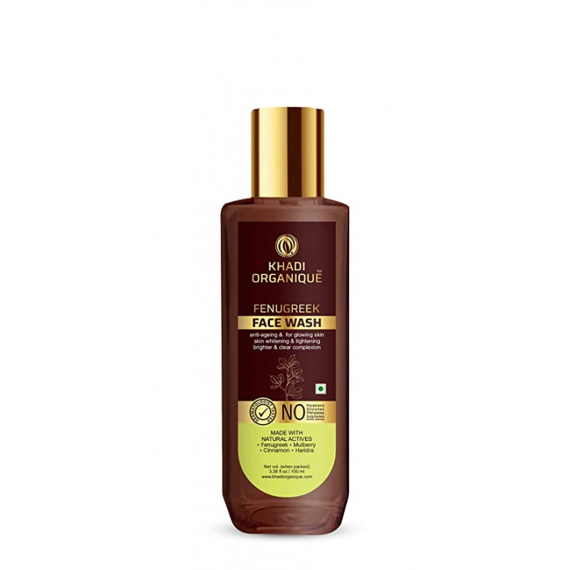 Khadi Organique Fenugreek face wash Youthful glowing skin, Skin whitening Lightening, Anti-ageing, Brightening Face Wash