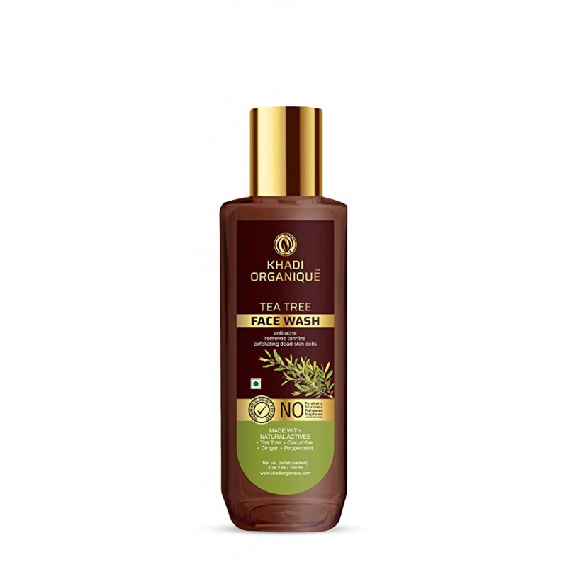 Khadi Organique Tea Tree Face Wash Removes tan, Anti Acne, Exfoliating Dead skin cells - 100ML