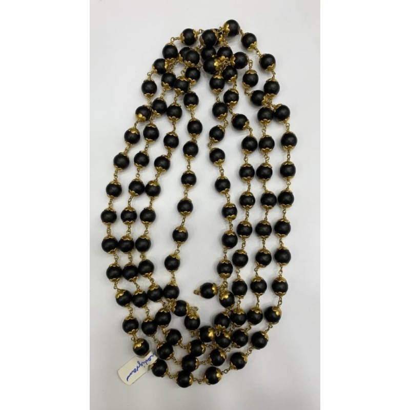 Satvik Gold Plated Black Beads Mala, 108 Beads for Neck Wearing
