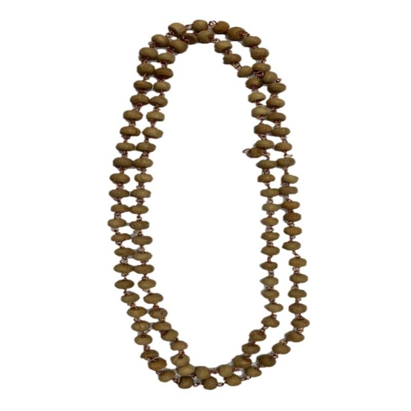 Satvik Brown Tulsi Beads Mala, Holy Basil Rosary String, 108 Beads