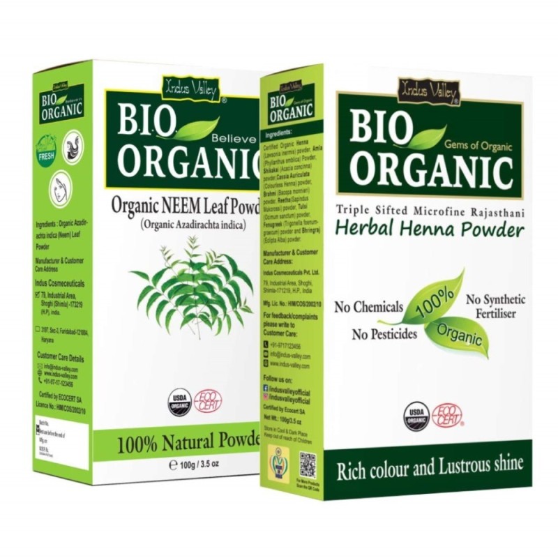 Indus Valley Bio Organic Combo Pack of Neem Leaf Powder & Herbal