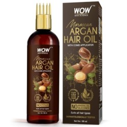 Wow Skin Science Moroccan Argan Hair Oil with Comb Applicator, Pure