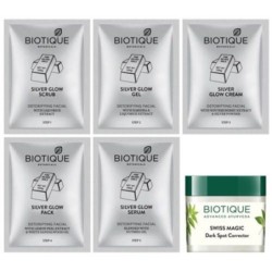 Biotique Silver Facial Kit - Clear Bright Skin, with Swiss Magic Dark