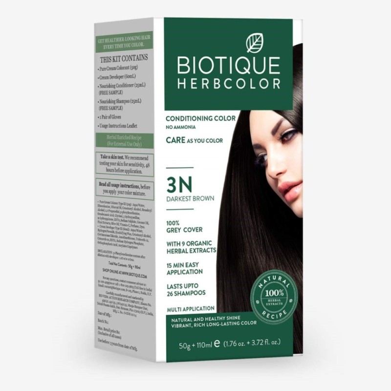 Biotique Bio Herbcolor 3N Darkest Brown, +- Conditioning Color No