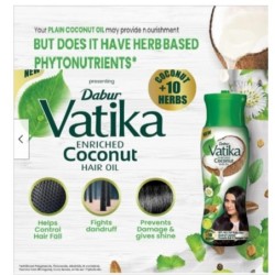 Dabur Vatika Enriched Coconut Hair Oil - 90%Hair Fall Reduction