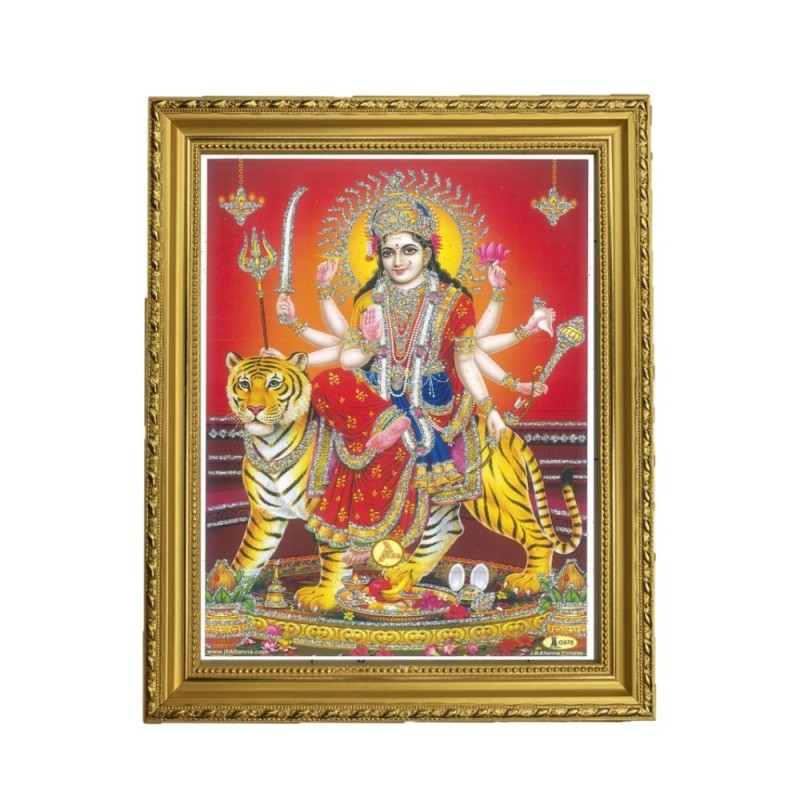 Satvik Goddess Durga Ma Sherawali, Ma Ambe Designer Wooden Golden