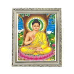 Satvik Lord Buddha Designer Wooden White Photo Frame (1), Religious