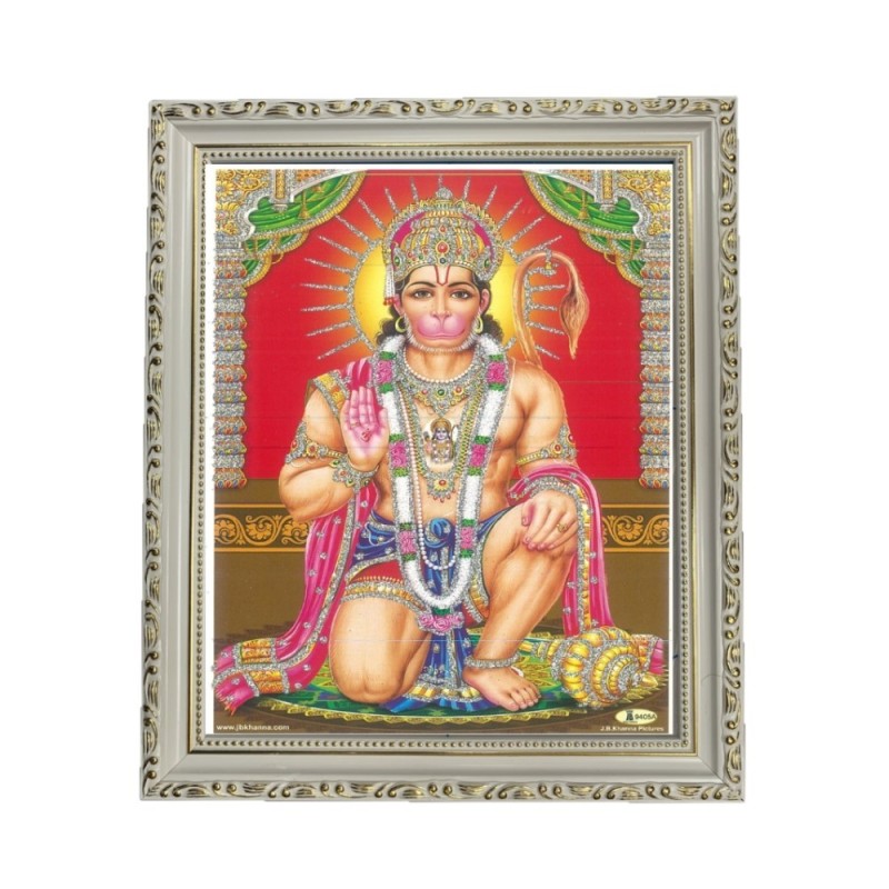 Satvik Lord Hanumanji Designer Wooden White Photo Frame