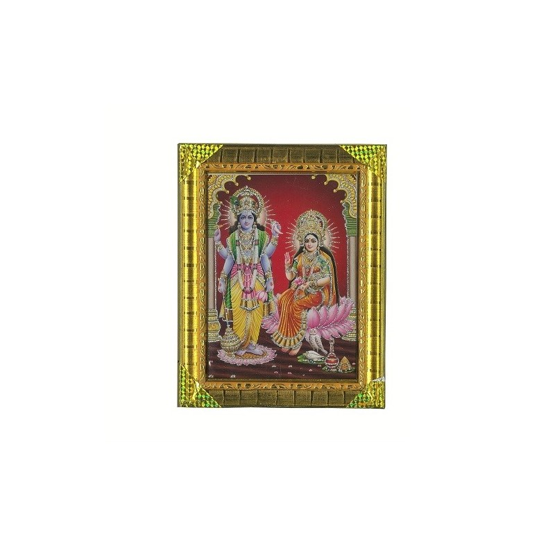 Satvik Lord Vishnu (Narayan) and Goddess Lakshmi Ji Religious Photo frame (1) (17x22cms)