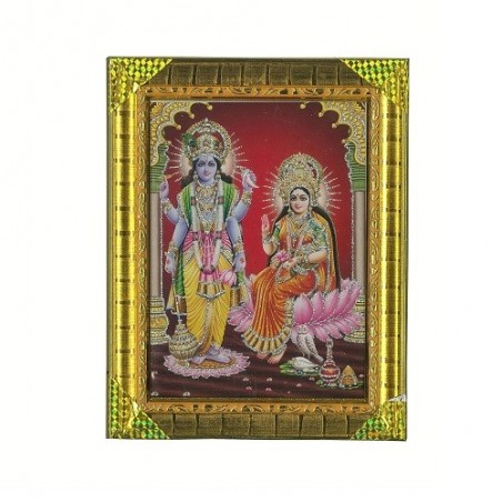 Satvik Lord Vishnu (Narayan) and Goddess Lakshmi Ji Religious Photo frame (1) (17x22cms)