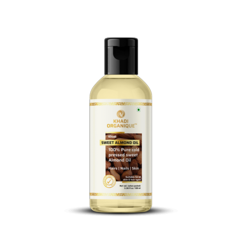 Khadi Organique Sweet Almond Oil - for Hair, Nails & Skin, 100% Cold