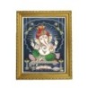 Satvik Lord Ganesha Designer Wooden Golden Photo Frame (3) for Pooja