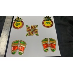 Satvik Acrylic Meenakari Kalash Shubh Labh Laxmi Charan Swastik
