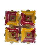 Colorful Clay Diyas (13) For Festivals or Prayers. Traditional and Handcrafted. These earthen clay diyas have been used for Diwa