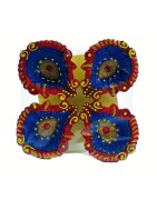 Colorful Clay Diyas (2) For Festivals or Prayers. Traditional and Handcrafted. These earthen clay diyas have been used for Diwal
