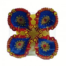 Colorful Clay Diyas (2) For Festivals or Prayers