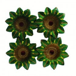 Colorful Clay Diyas (3) For Festivals or Prayers. Traditional and Handcrafted. These earthen clay diyas have been used for Diwal