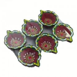 Colorful Clay Diyas (7) For Festivals or Prayers, Set of 6
