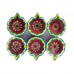 Colorful Clay Diyas (7) For Festivals or Prayers, Set of 6