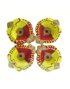 Colorful Clay Diyas (9) For Festivals or Prayers. Traditional and Handcrafted. These earthen clay diyas have been used for Diwal