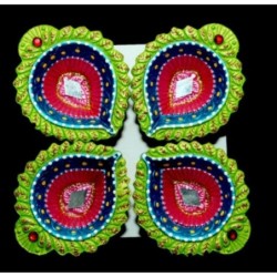 Satvik Colorful Clay Diyas for Diwali Festival, Multicolor Diwali