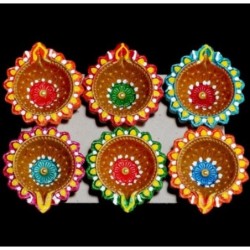 Satvik Colorful Clay Diyas for Diwali Festival, Multicolor Diwali