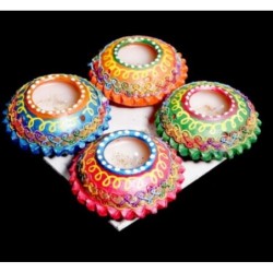 Satvik Colorful Clay Diyas for Diwali Festival, Multicolor Diwali