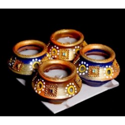 Satvik Colorful Clay Diyas for Diwali Festival, Multicolor Diwali