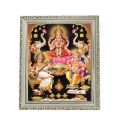 Goddess Maha Lakshmi, Ma Saraswati and Lord Ganesha Designer White