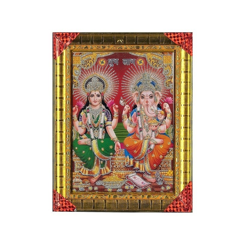 Goddess Lakshmi and Lord Ganesha, Religious Photo Frame